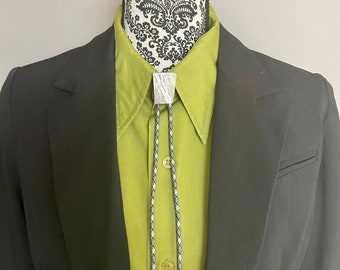 Grey Howlite Bolo with Grayscale Tie
