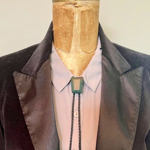 Green Agate Bolo with Black Leather Tie