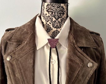 Purple Rhinestone Bolo with Black Tie