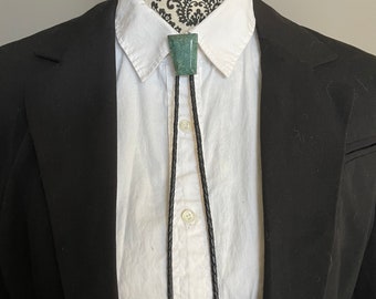 Dark Green Marble Bolo with Black Tie