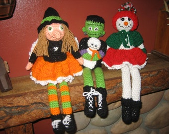 Tabatha Witch, Frank and Boo, and Frostine Crochet Set