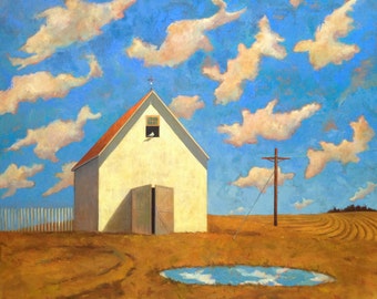 Messenger - Lancaster Barn with a Twist Painting with White Dove in Window - Print of an original  oil - FREE Shipping in USA