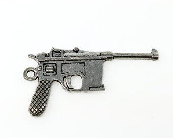 Machinegeweergeweer Charms Antiek Zilver Toon 2-zijdig 43x22mm