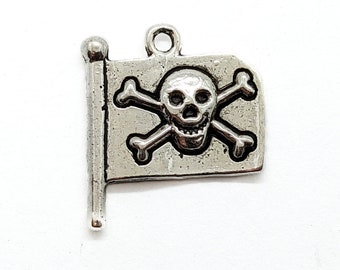 Jolly Roger Piratenvlag Charms Antiek Zilver Tin