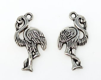 Flamingo Charms Antique Silver Tone Pewter