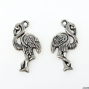 Flamingo Charms Antique Silver Tone Pewter