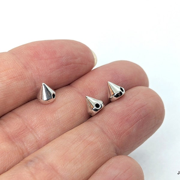 Tiny Pewter Silver Spike Spacer Beads, 5 mm x 6mm Antiqued Silver Spike Accent Beads