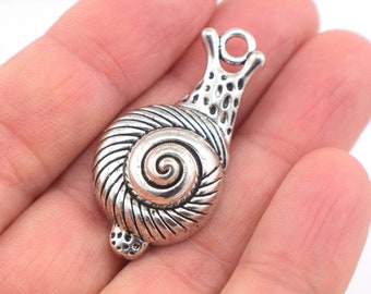 Silver Snail Pewter Charms, Antiqued Silver Snail Charm for Charm Jewelry DIY