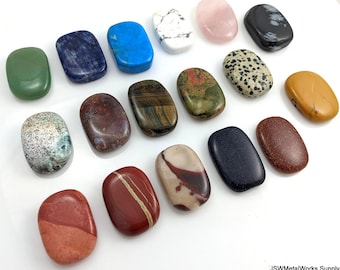 Natural Gemstone Worry Stone, Hand Carved Anxiety Crystal Palm Stone, Metaphysical Thumb Stone