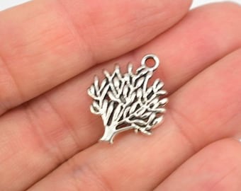 12 Small Tree of Life Pewter Charms, Antiqued Silver Tree of Life Silver Woodland Charm, Nature Pendant