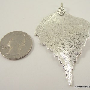 One 1 Large Pewter Leaf Skeleton Pendant, Large Leaf Charm, Antiqued Silver Leaf Focal, 73mm x 46mm Pendant image 3