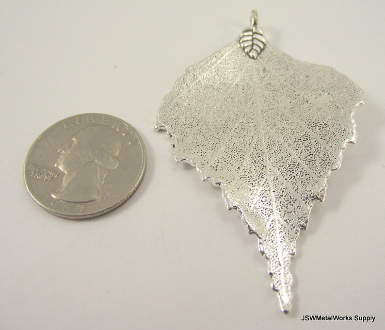 One 1 Large Pewter Leaf Skeleton Pendant, Large Leaf Charm, Antiqued Silver Leaf Focal, 73mm x 46mm Pendant image 3