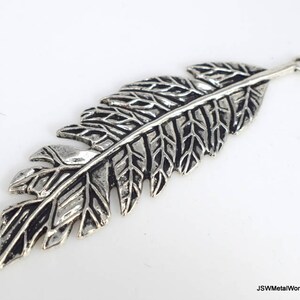 One (1) Large Antiqued Silver Leaf Pendant, Detailed Focal Pewter Leaf Pendant, Antiqued Silver Leaf, Woodland Jewelry Component