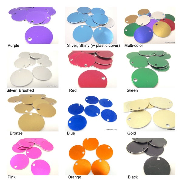 20 1 Inch Aluminum Tags, Economical Large Round Disc Tags for Stamping Engraving Blanks Etching Blanks, PICK your COLOR