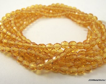 Bulk Gold Faceted Czech Fire Polish Glass Beads, 3 mm Glass Beads, BULK, 300 beads, CLEARANCE Beads