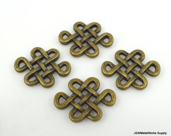 Large Antiqued Gold Pewter Celtic Knot Charms Connectors 22mm x 17mm