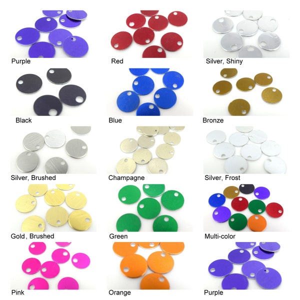 50 1/2 Inch Round Anodized Aluminum Disc Tags, Economical Round Aluminum Etching Engraving Stamping Blank Charm Pendant, PICK your COLOR