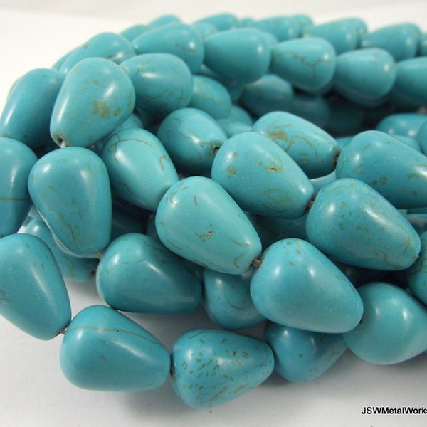 18mm x 13mm Blue Green Magnesite Teardrop Beads, Large Turquoise Magnesite Teardrop Beads, Jewelry Beading Craft DIY Supplies