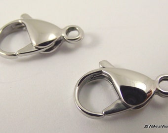15mm Large Stainless Steel Lobster Claw Clasps, Jumbo Silver Clasp, 15 mm x 10 mm Silver Stainless Lobster Clasp End Closure Jewelry DIY