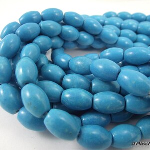 12 mm x 9 mm große blaue Magnesit Barrel Perlen, große blaue ovale Perlenstrang, Schmuck Perlen Handwerk DIY Zubehör