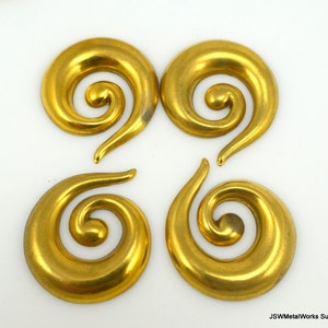 Large Focal Brass Swirl, Vintage Focal Brass Pendant, Antiqued Brass Focal, 28mm x 26mm, 4 Pieces