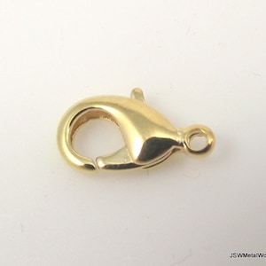 15 mm Brass Lobster Claw Clasps, Large Golden Clasp, 15 mm x 9 mm Brass Necklace or Bracelet Lobster Claw Clasp End Closure
