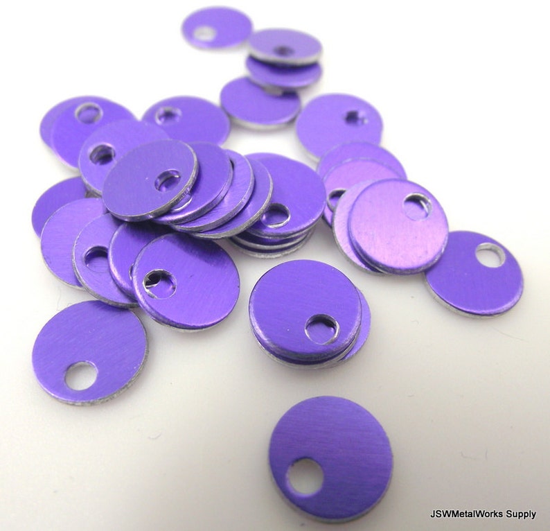 100 0.35 Inch Purple Anodized Aluminum Tags 9mm Small Blank Etsy