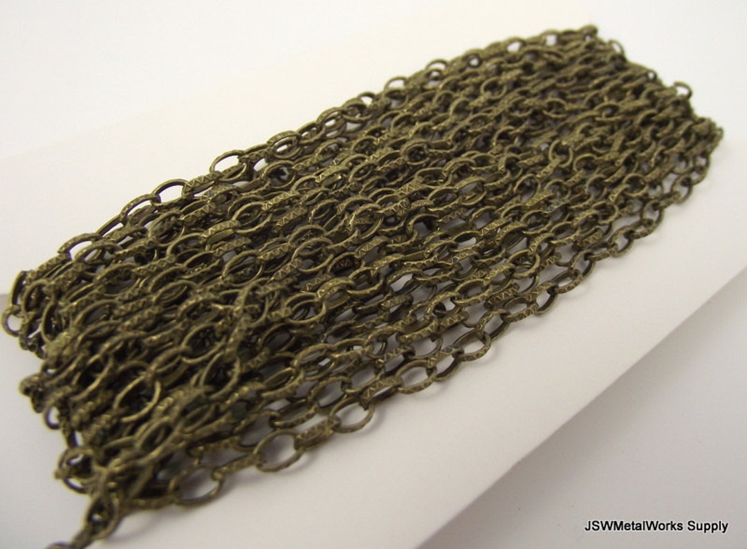 3mm Textured Antique Brass Unfinished Cable Chain Antiqued - Etsy