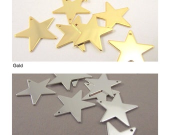 17mm gouden of zilveren ster blanco stempelen charme tag drop, ster blanks voor stempelen graveren of etsen doe-het-zelf ambachten