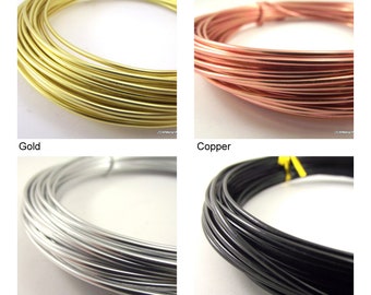 Anodized Aluminum Wire 12 gauge, 2 mm round black gold copper or silver colored wire, Wire Wrapping Mask Making DIY