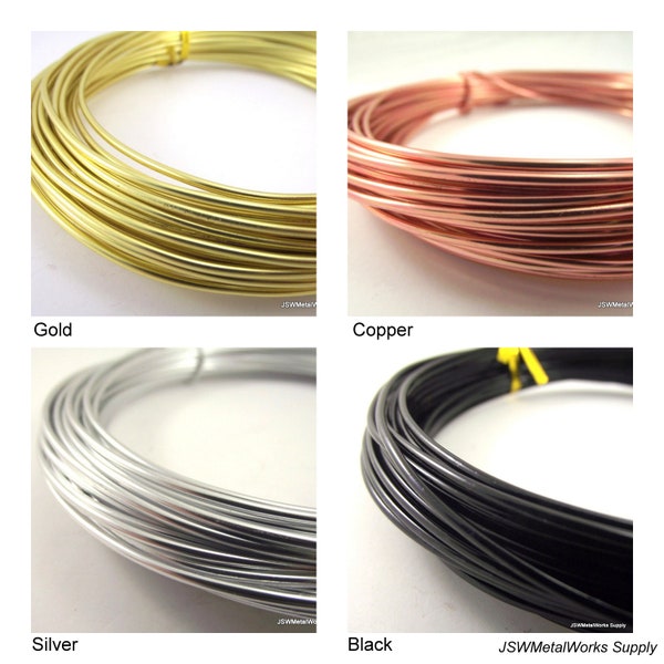 Anodized Aluminum Wire 12 gauge, 2 mm round black gold copper or silver colored wire, Wire Wrapping Mask Making DIY