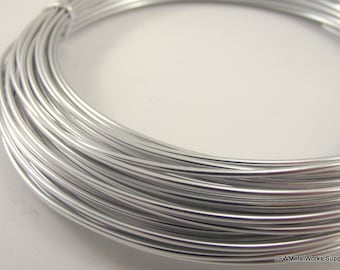 Silver Anodized Aluminum Wire, 14 gauge, 1.5 mm round, 45 foot coil