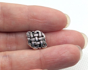 Oriental Knot Pewter Beads, Decorative Antiqued Silver Knot Metal Bead 12x16mm