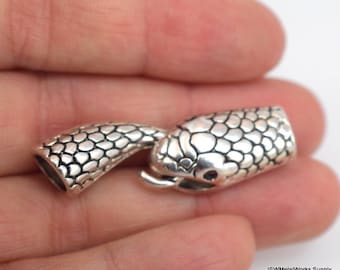 2 Snake Pewter Hook Clasps, Antique Silver Reptile Hook & Eye Toggle Clasp, Necklace Bracelet End Connector Closure, Silver Findings