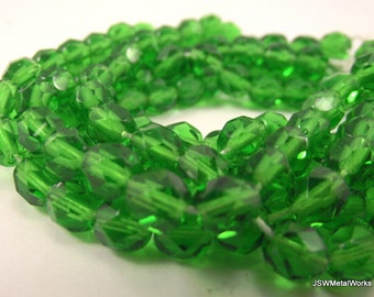 Bulk Green Faceted Czech Fire Polish Glass Beads, 5mm, 150 beads, 5 mm Faceted Green Beads, CLEARANCE Beads