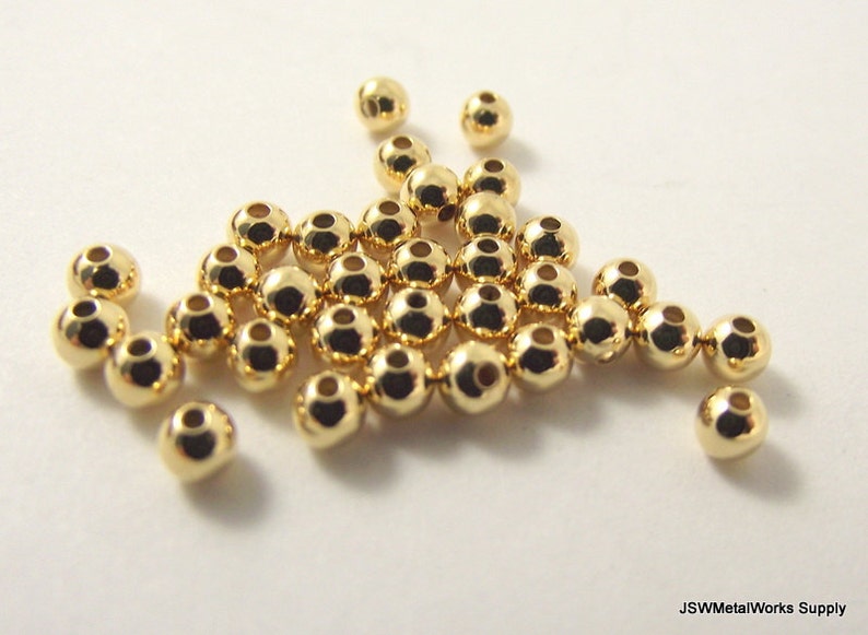 3mm Smooth Round Gold Spacer Accent Beads 100 Pieces Small Gold Beads