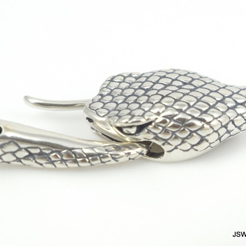 Sterling Silver Snake Reptile Hook and Eye Clasp, Ornate Oxidized Silver Hook Clasp, Jewelry DIY Snake Head