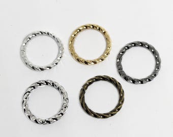 100 Twisted Jump Rings, 16ga Twisted Open Jump Rings, 10mm Silver Gold Gunmetal or Antiqued Connector Links