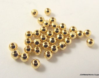 3mm Smooth Round Gold Spacer Accent Beads, Small Gold Beads, 100 Pieces