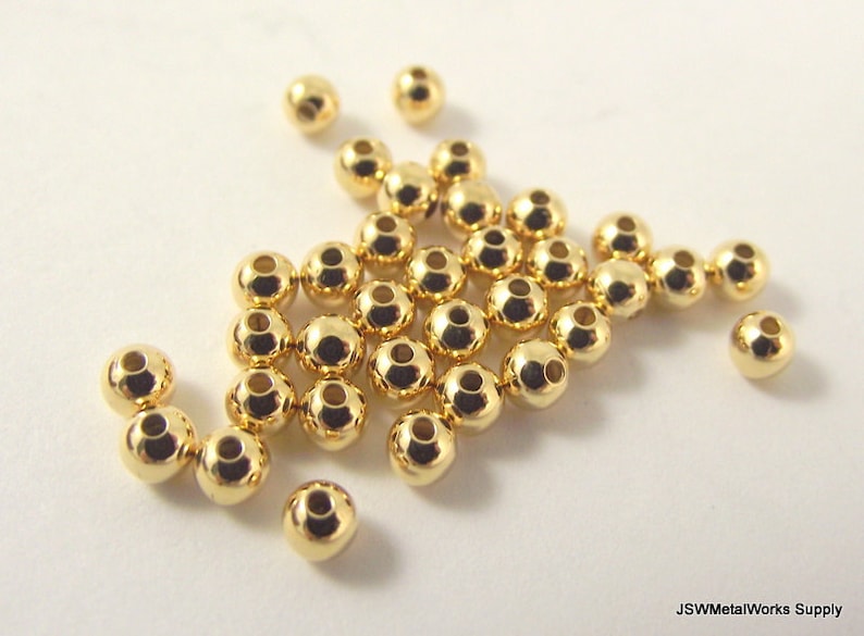 3mm Smooth Round Gold Spacer Accent Beads 100 Pieces Small Gold Beads
