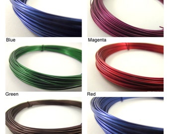 20 gauge Colored Aluminum Wire, 0.8 mm wire Colored Round Aluminum Wire for Craft or Wire Wrapping DIY