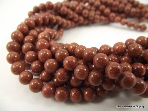 BROWN GOLDSTONE GEMSTONE BEADS ROUND 6 /& 8 MM 16 INCH STRANDS