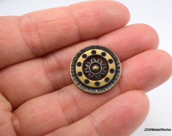 Small Abstract Antiqued Brass Button, Round Brass Button, Decorative Button, Round Button, 20 mm