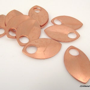 10 Small Raw Copper Scales, Copper Scalemail Charm Tag for Armor DIY or Stamping Etching or Engraving Blank image 1
