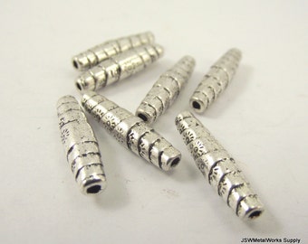 10 Large Oval Croissant Pewter Beads, Rolled Oval Beads, 21 x 5 mm, Antiqued Silver Bead, Large Oval Sun Spacer Accent Bead