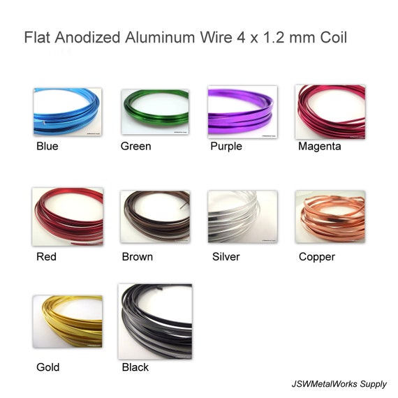Wire, FLAT Anodized Aluminum 4x1.2mm FLAT Wire for Wrapping 18 Feet