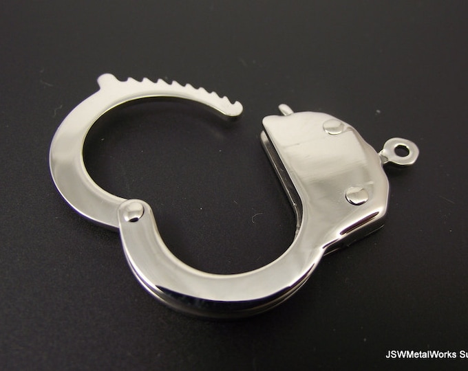 Large Stainless Steel Handcuff Clasp, 34 X 29 Mm, Unique Silver