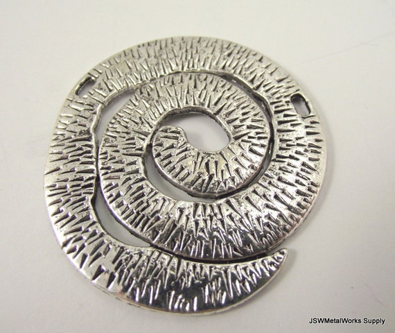 Large Pewter Abstract Swirl Focal Pendant, Antiqued Silver Swirl Focal 50mm x 47mm Pendant