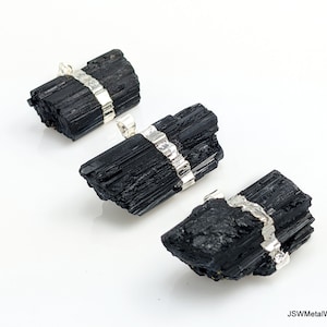 Raw Black Tourmaline Pendant, One (1) Large Organic Gemstone Crystal Pendant