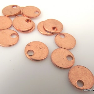 25 0.35 Inch Copper Tags, Small Blank Discs, 0.35&quot;, Stamping Blank, Engraving Blank, Etching Blank, Copper Drop, Copper Disc